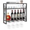3-Tiers Industrial Wall Mounted Wine Rack with Glass Holder and Metal Frame